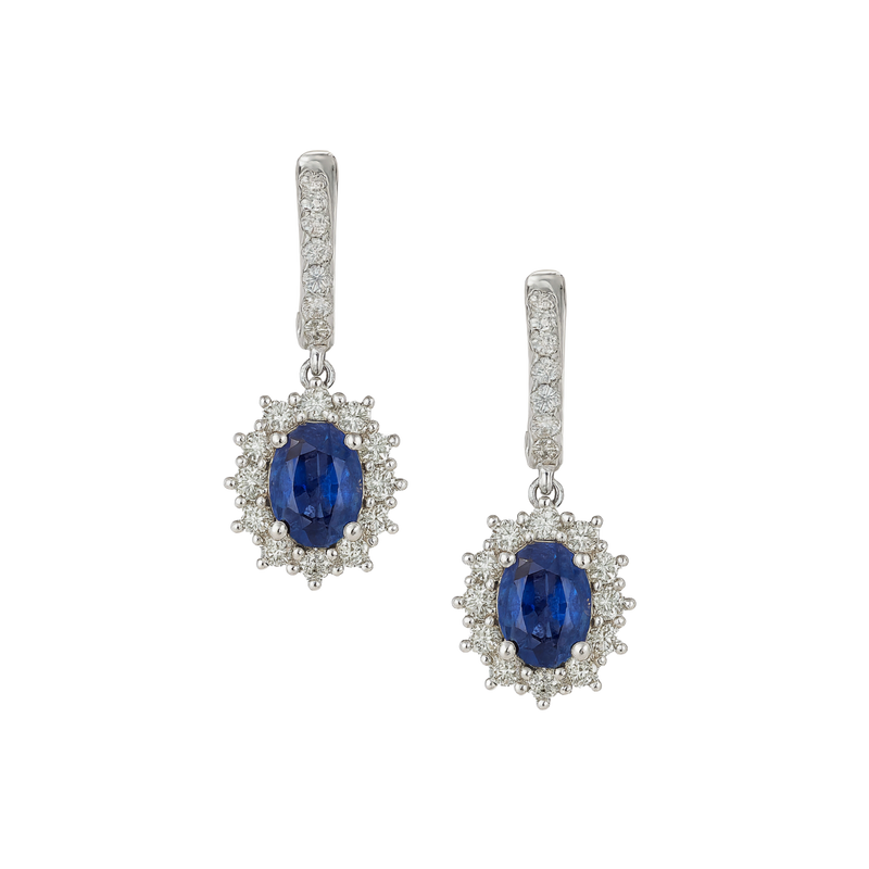 Blue Sapphire and Diamond Drop Earrings - Appleby Jewellers Dublin