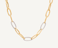 JAIPUR  18ct yellow gold elongated link necklace with pavé diamond links