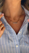 Two Tone Paperlink Diamond Necklace