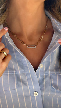 Two Tone Paperlink Diamond Necklace