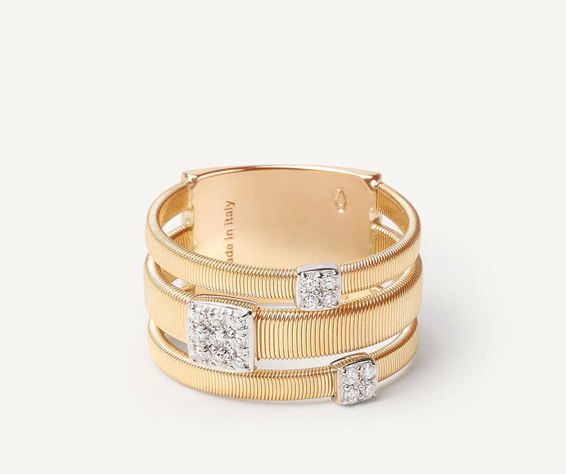 Three-band diamond pavé ring
