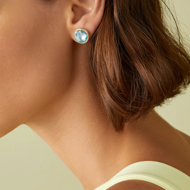 JAIPUR COLOUR:  Yellow Gold and Blue Topaz Stud