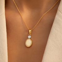 Opal & Diamond Drop Pendant