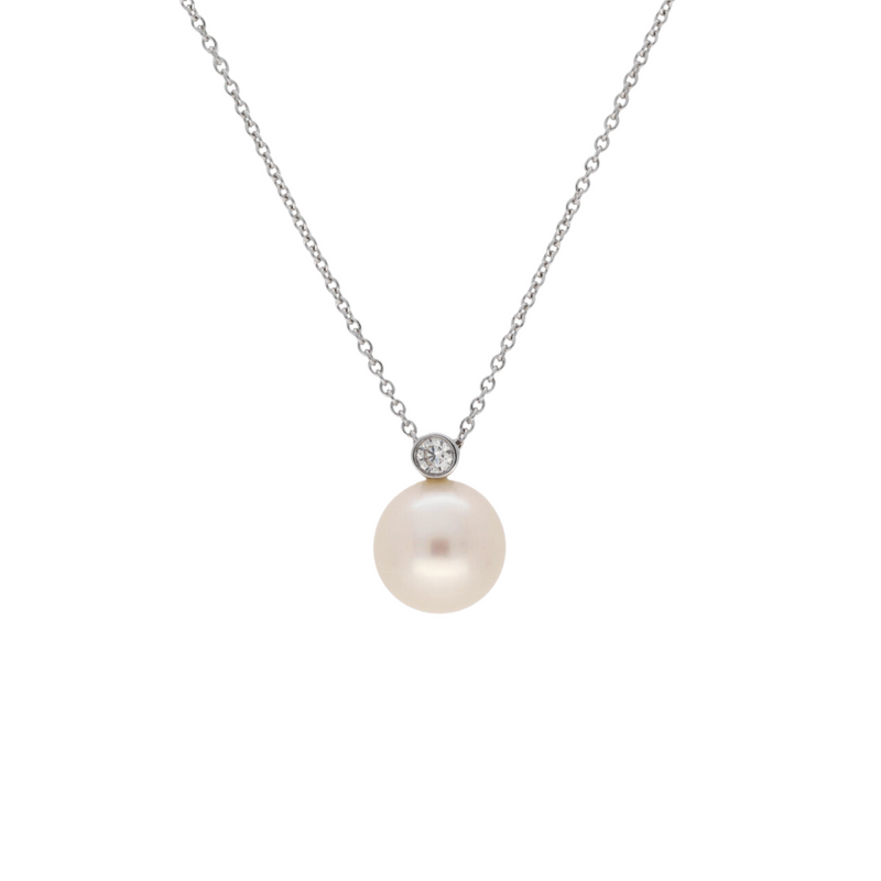 18ct White Gold Pearl & Diamond Pendant - Appleby Jewellers Dublin