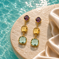 The Watercolour Triple-Gem Drop Earrings