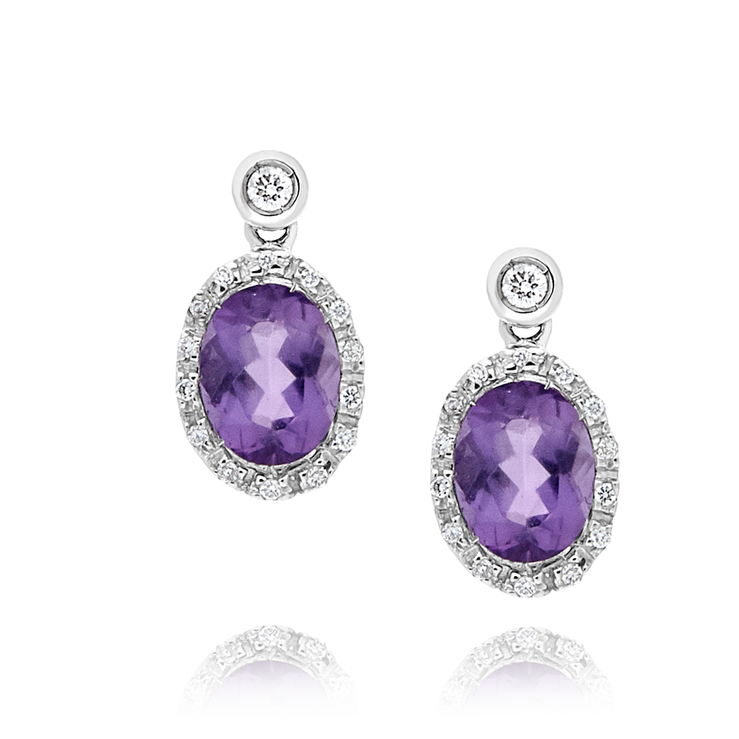 18ct White Gold Amethyst and Diamond Earrings