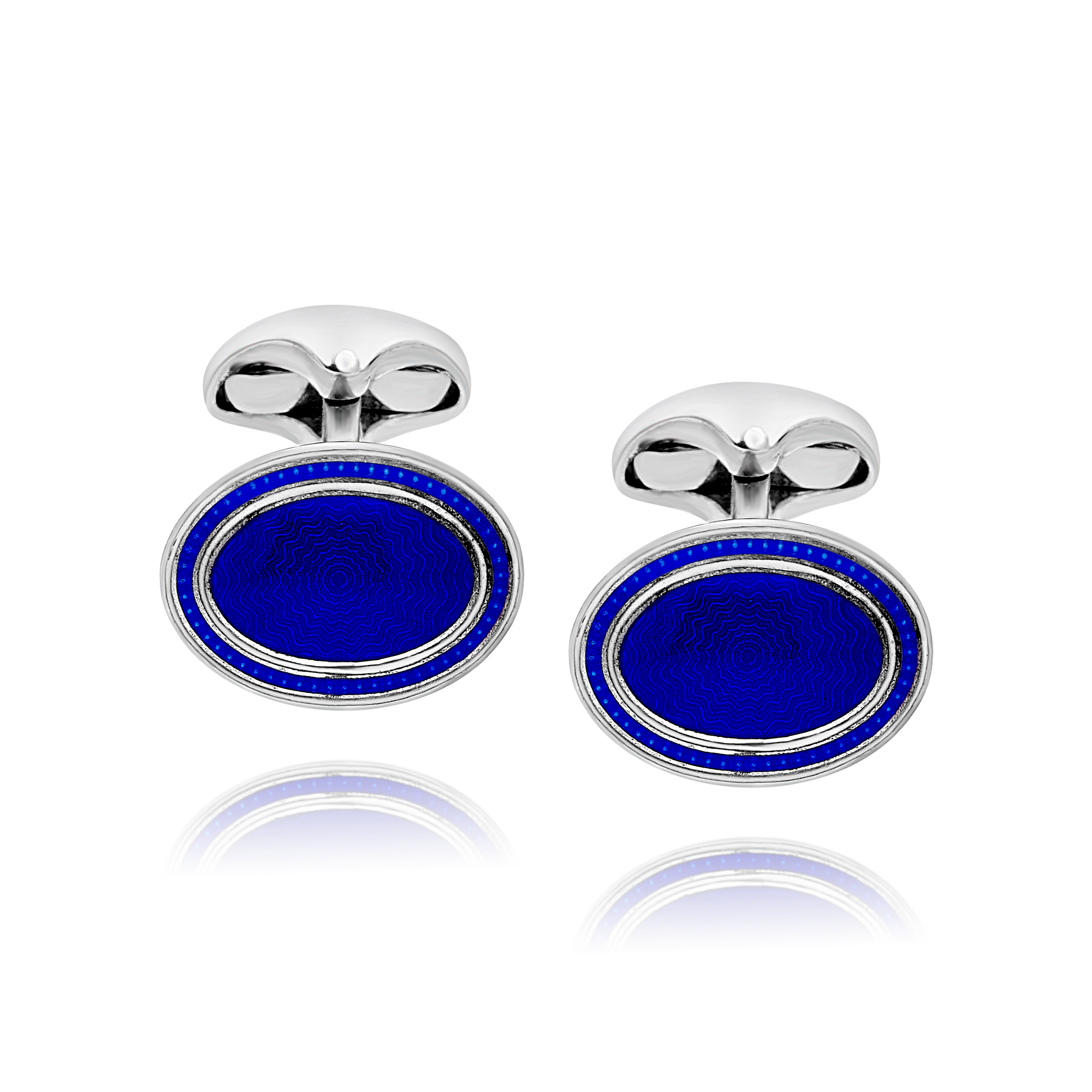 Silver Oval Enamel Cufflinks