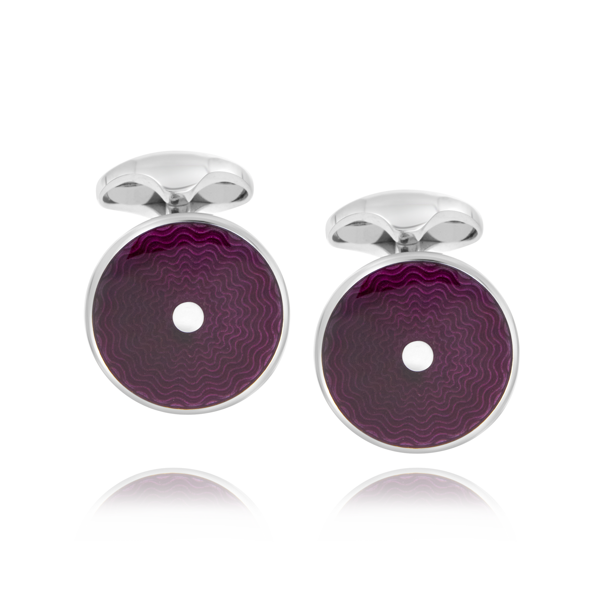 Silver Cufflinks with Purple Enamel