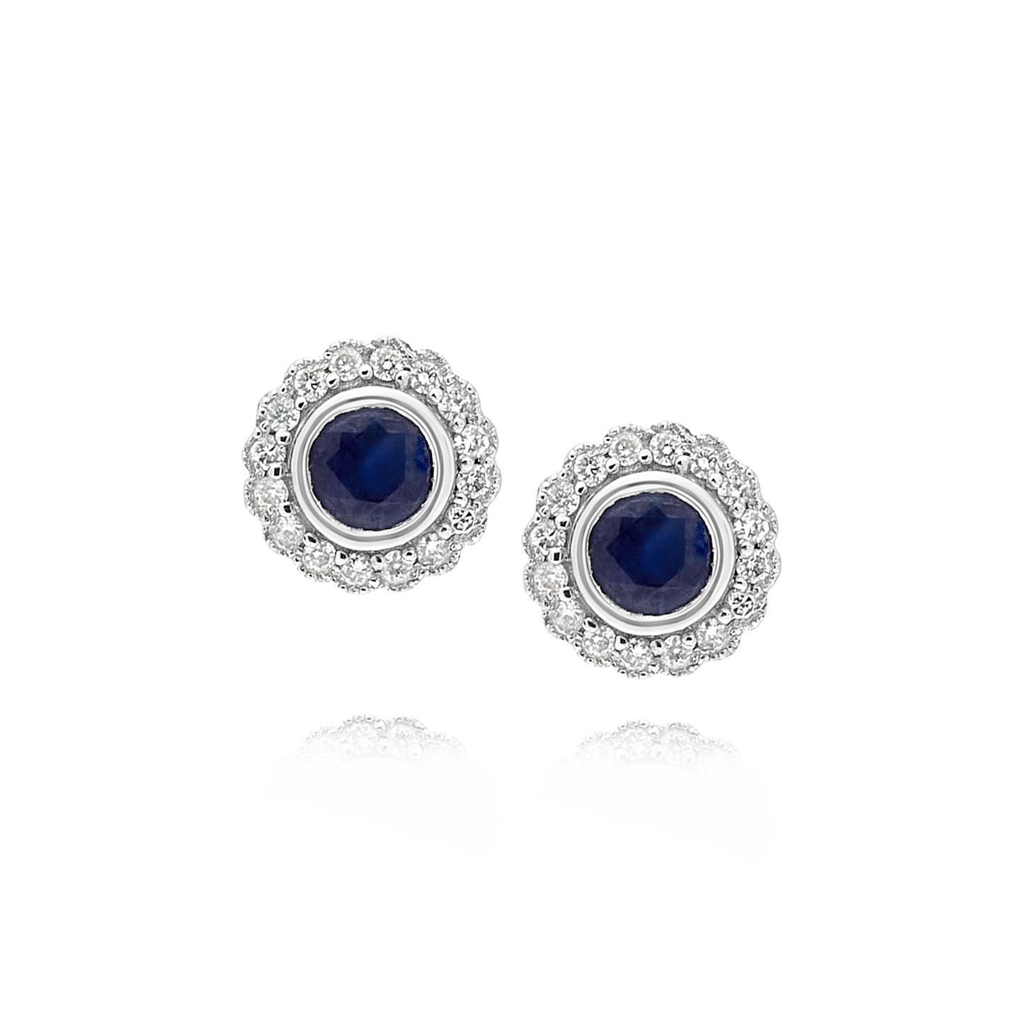 Sapphire and Diamond Bezel Set Earrings
