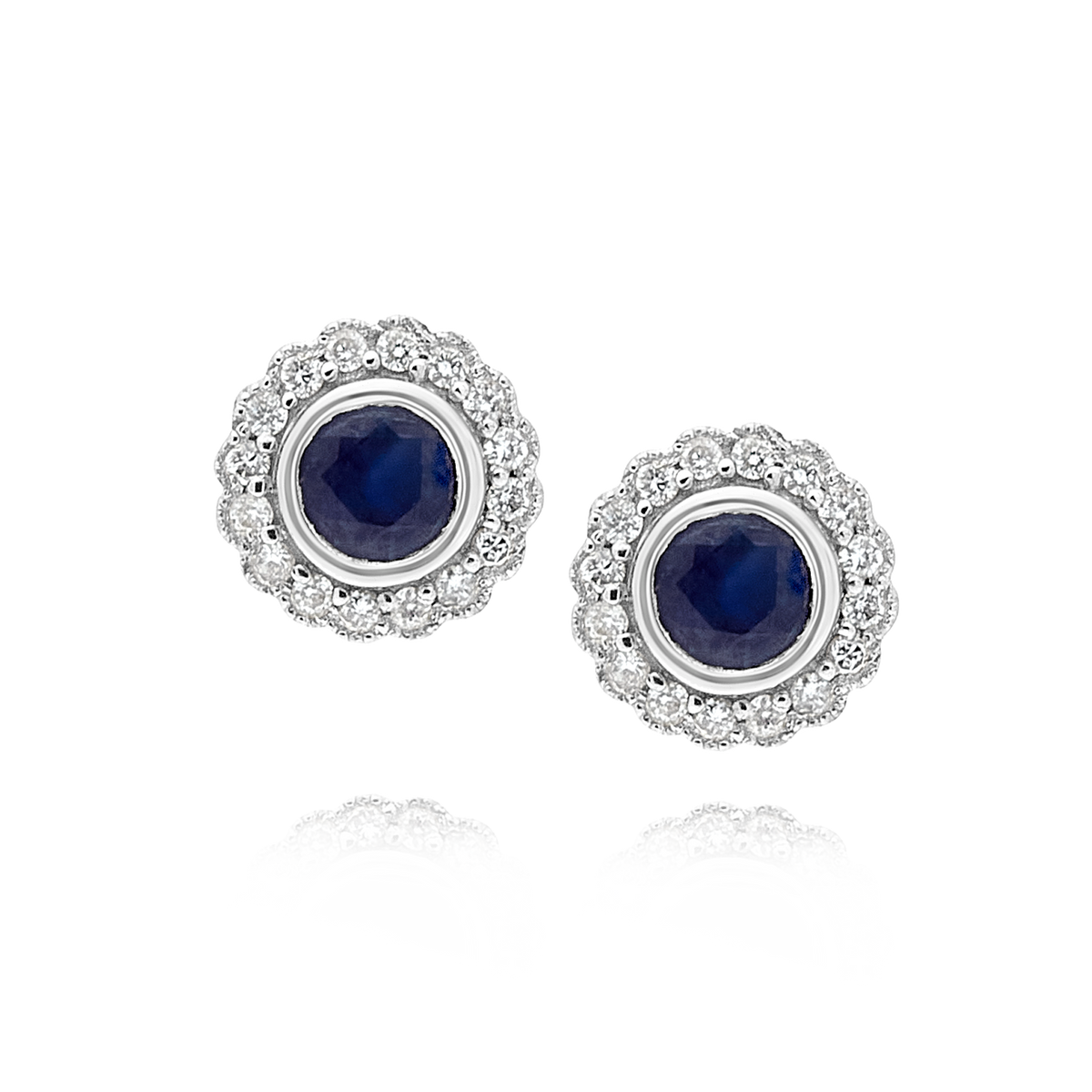 Sapphire and Diamond Bezel Set Earrings - Appleby Jewellers Dublin