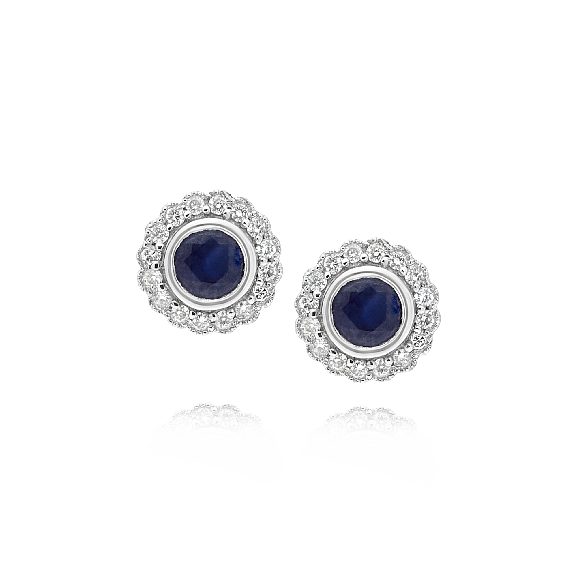 Sapphire and Diamond Bezel Set Earrings