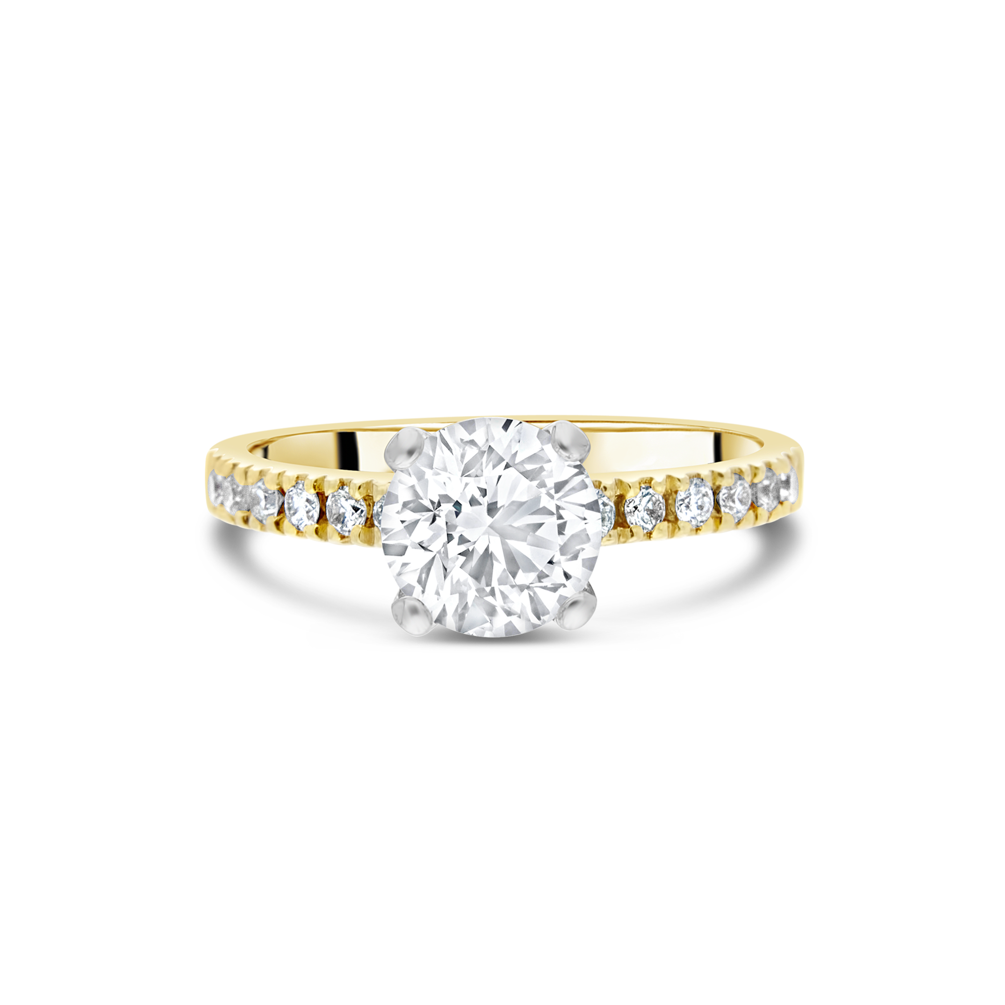 The "Temptress" with Round Brilliant, Yellow Gold
