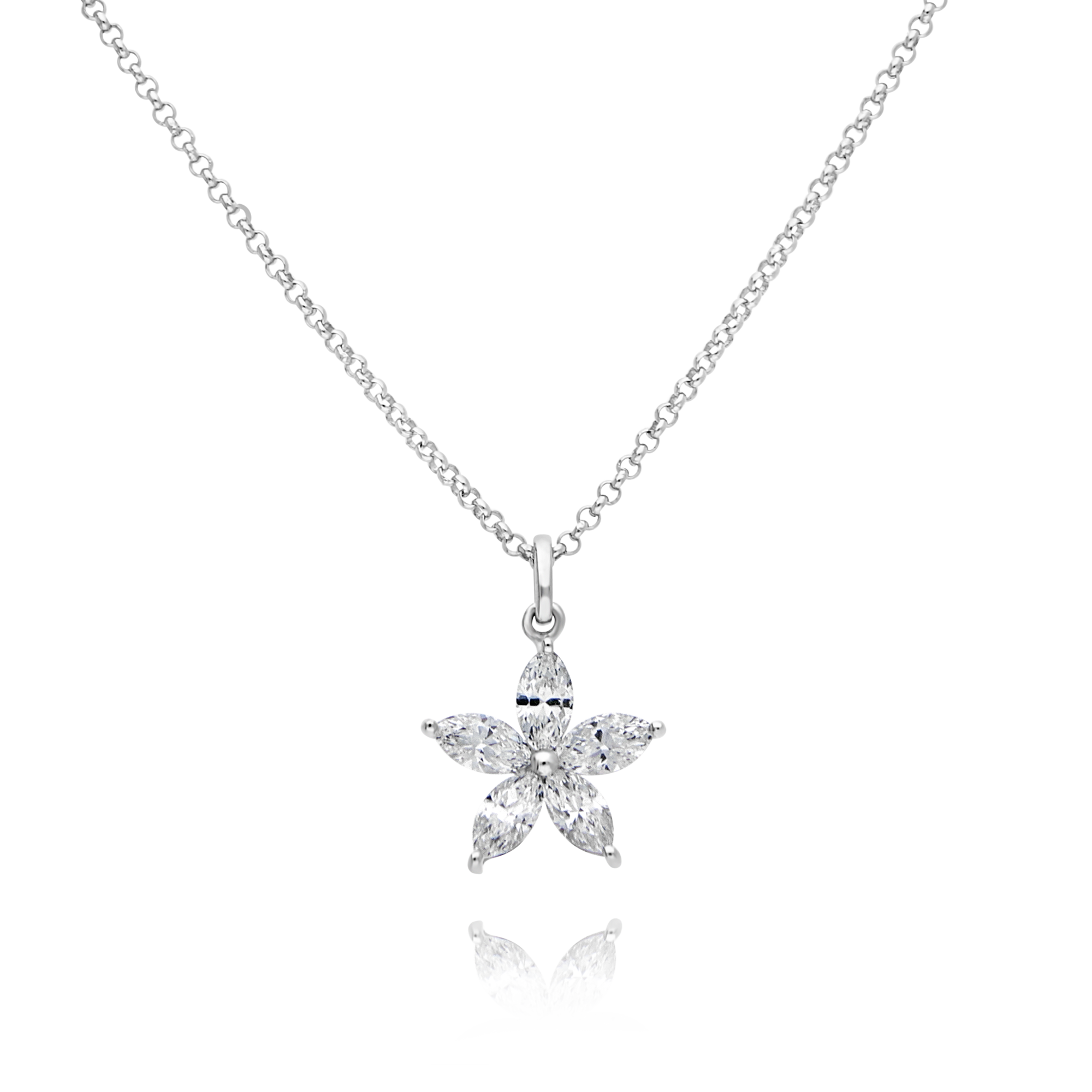 18ct White Gold Marquise Diamond Pendant