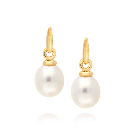 Pearl Drop Earrings Yellow Gold