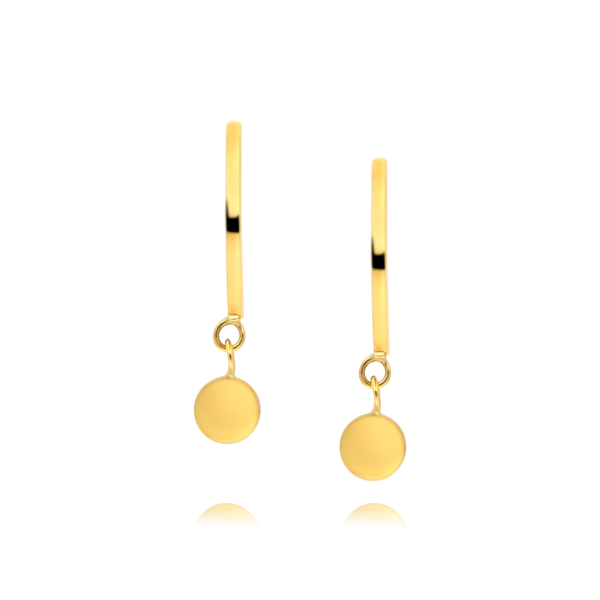 Gold Hoops with Disc Drop