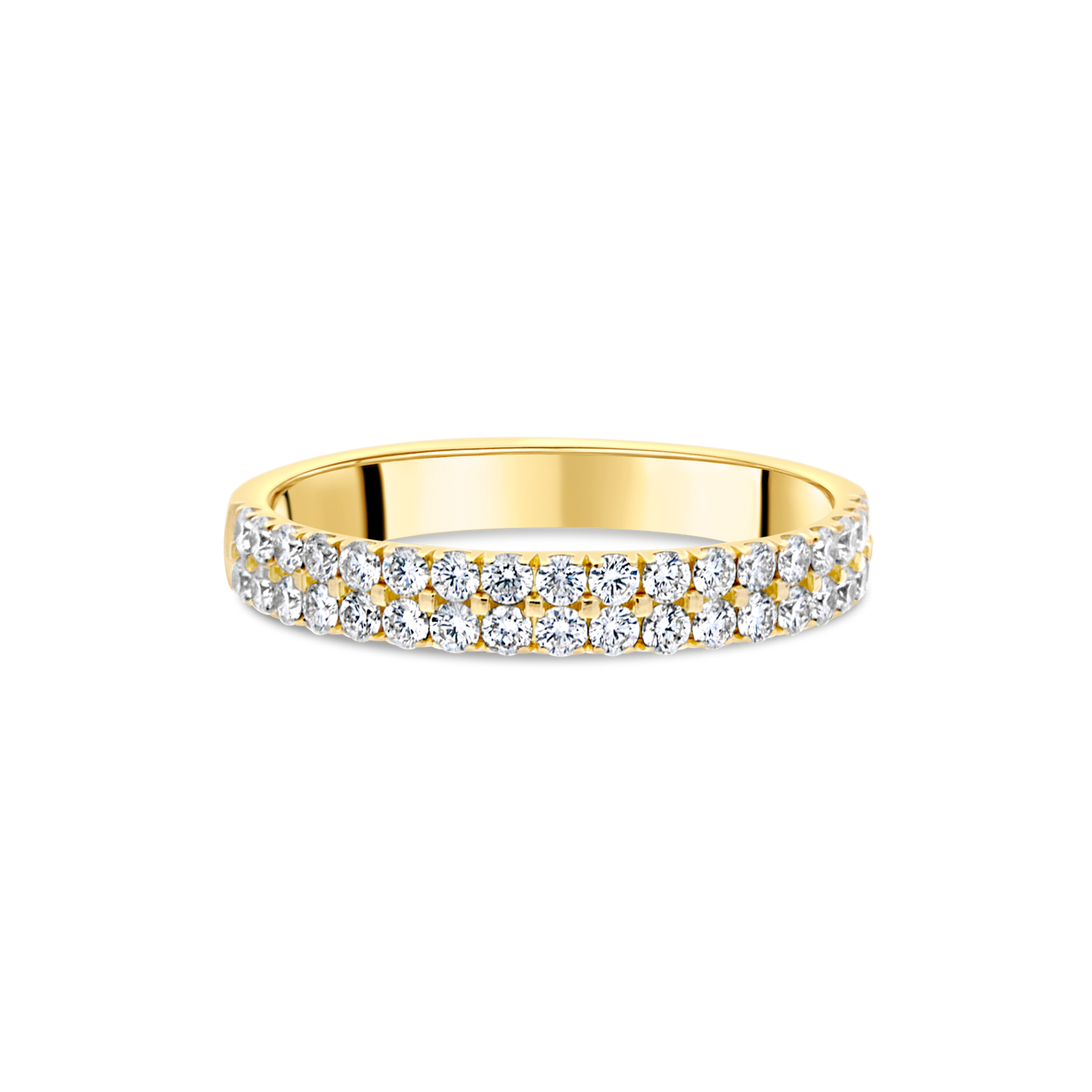 18ct Yellow Gold and Double Row Diamond Ring