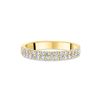 18ct Yellow Gold and Double Row Diamond Ring