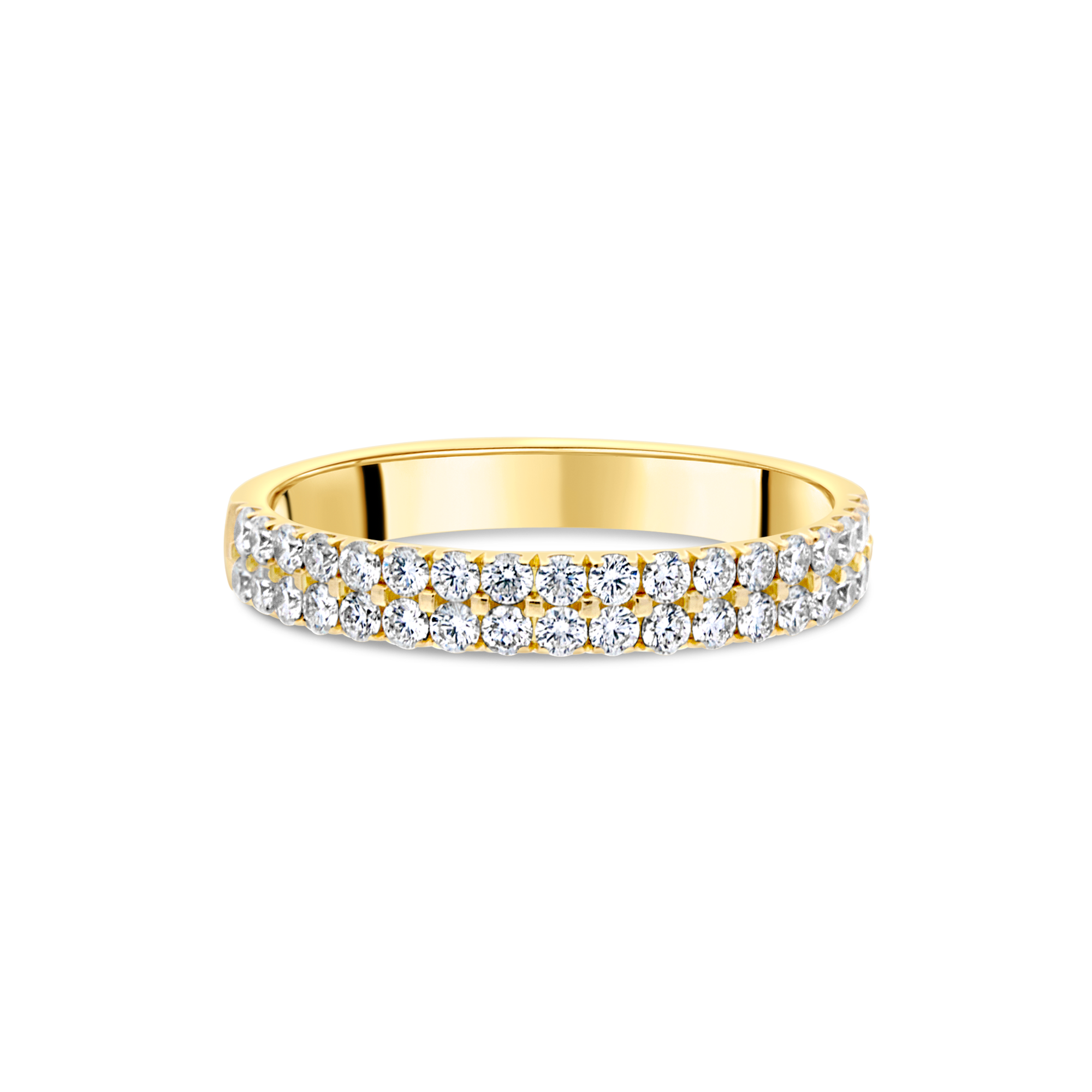 18ct Yellow Gold and Double Row Diamond Ring