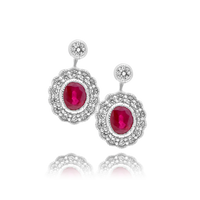 Ruby and Diamond Earrings with Small Drop