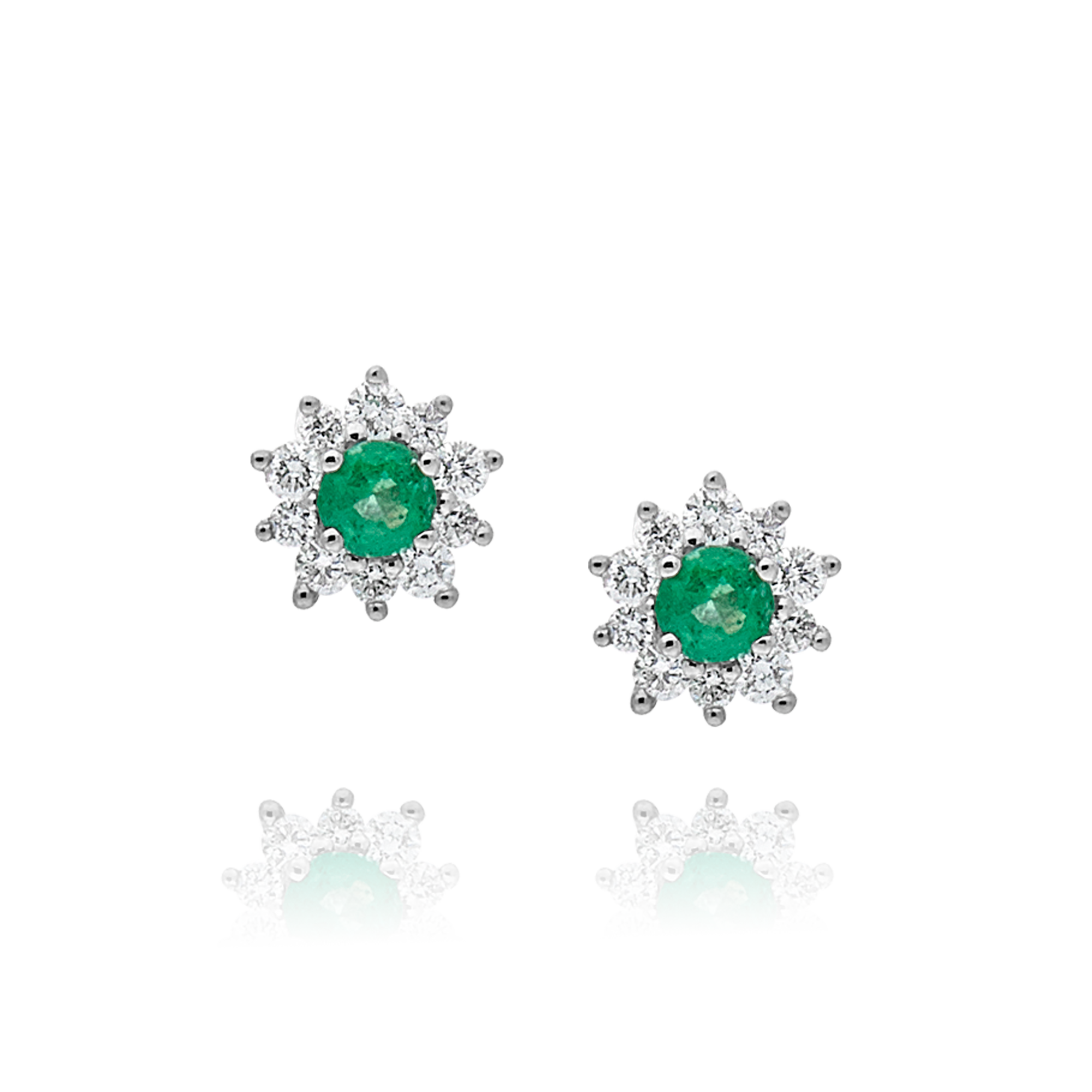 Emerald and Diamond Star Earrings