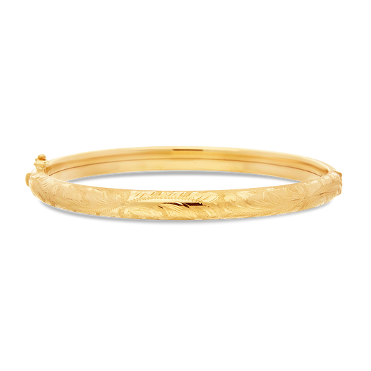 Solid 9ct Gold Engraved Bangle