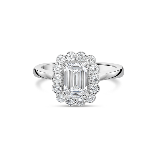 Vintage halo 2025 engagement rings