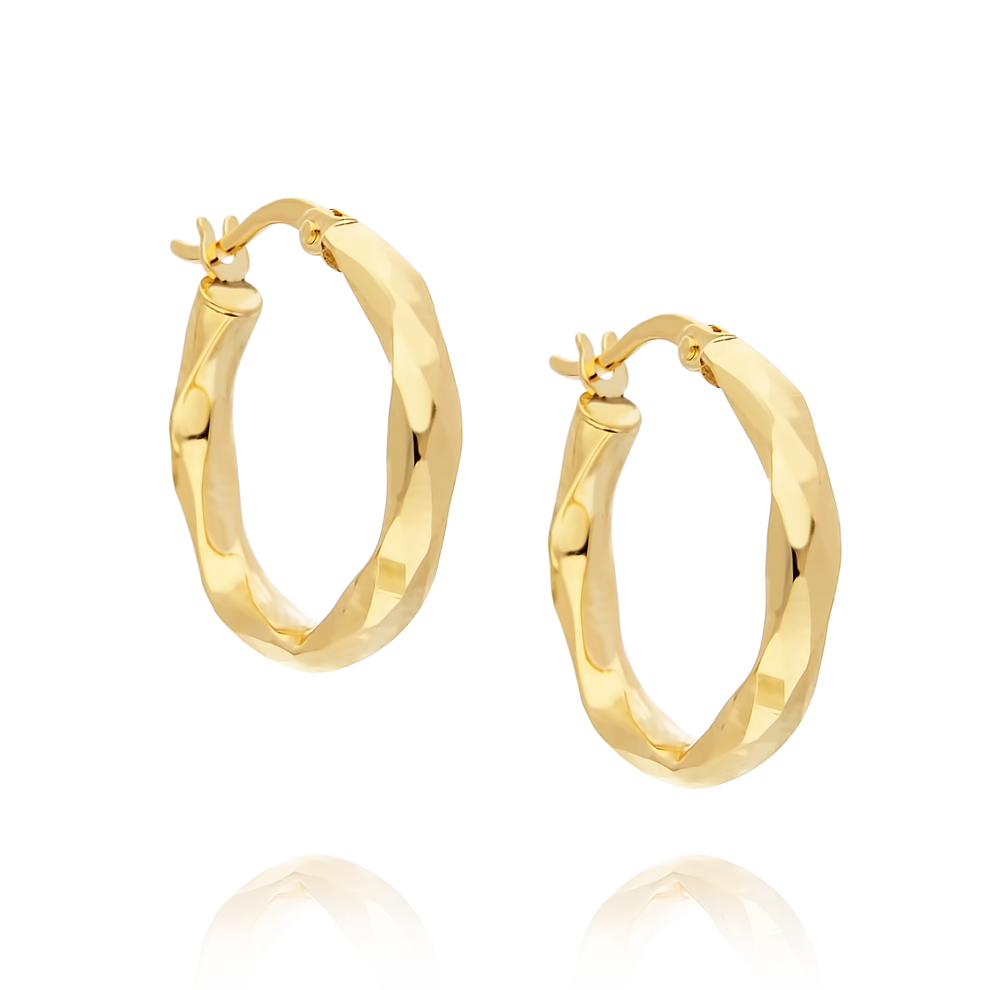 9ct Gold Hoop Earrings Diamond Cut Finish