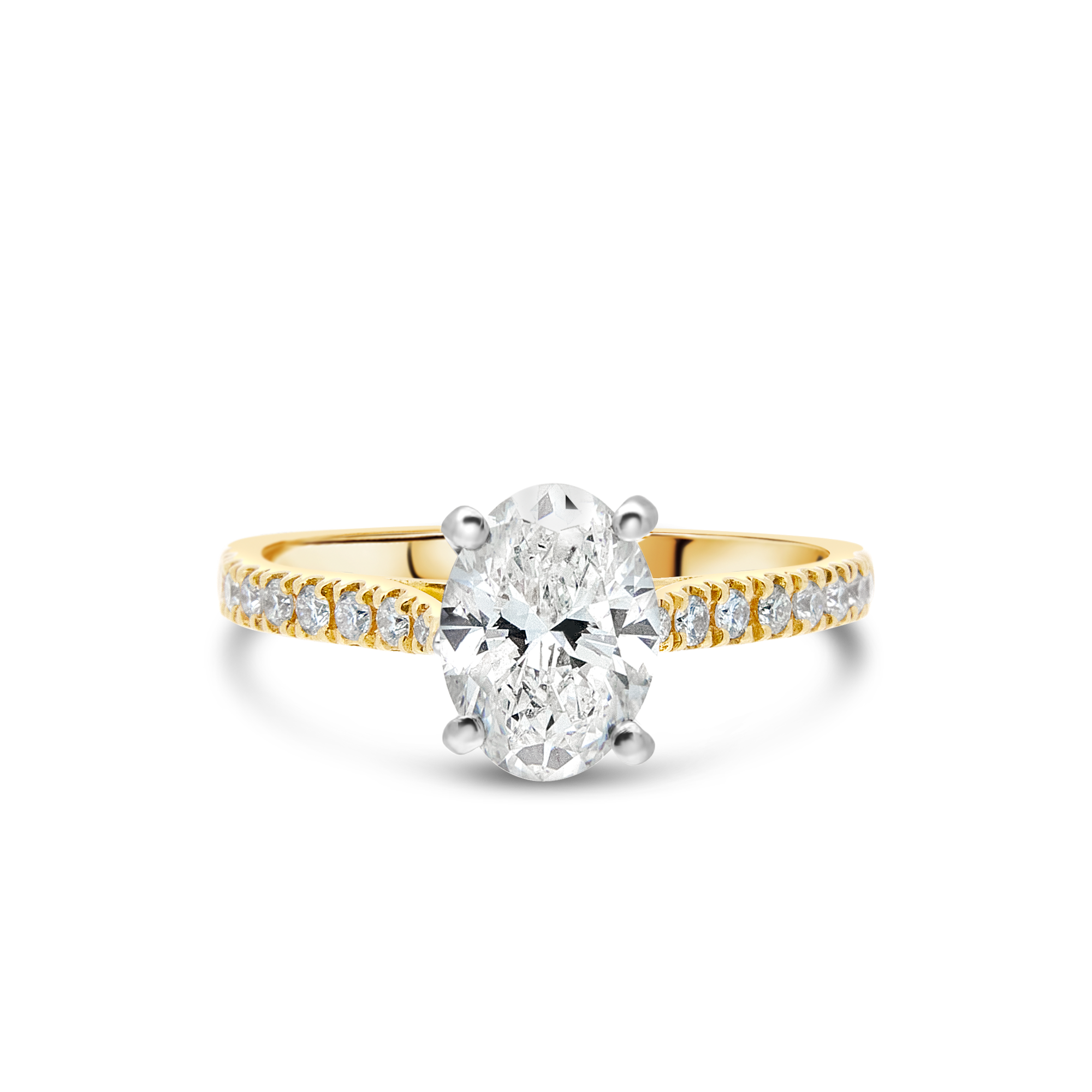 The "J'adore" Oval Diamond with Pavé Band Yellow Gold