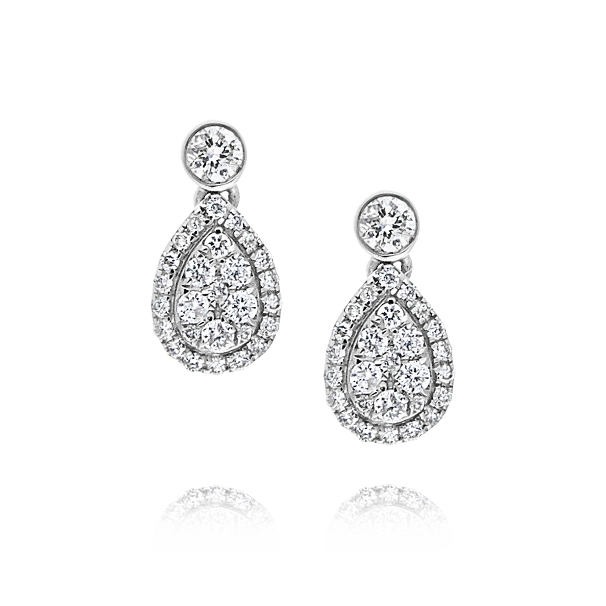 18ct White Gold Drop Diamond Earrings