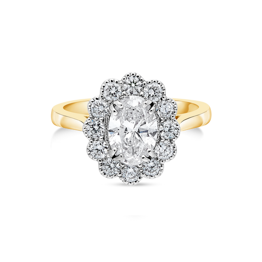 The "Kate Flower" with Oval Diamond Yellow Gold