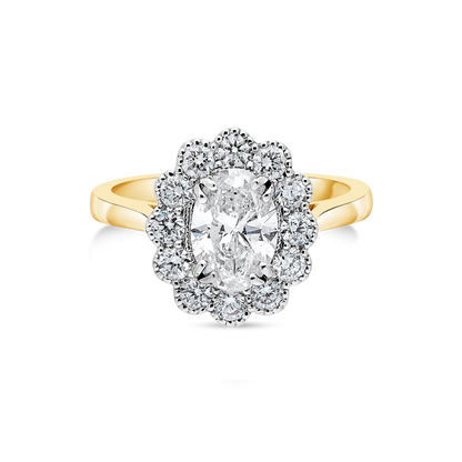 The "Kate Flower" with Oval Diamond Yellow Gold