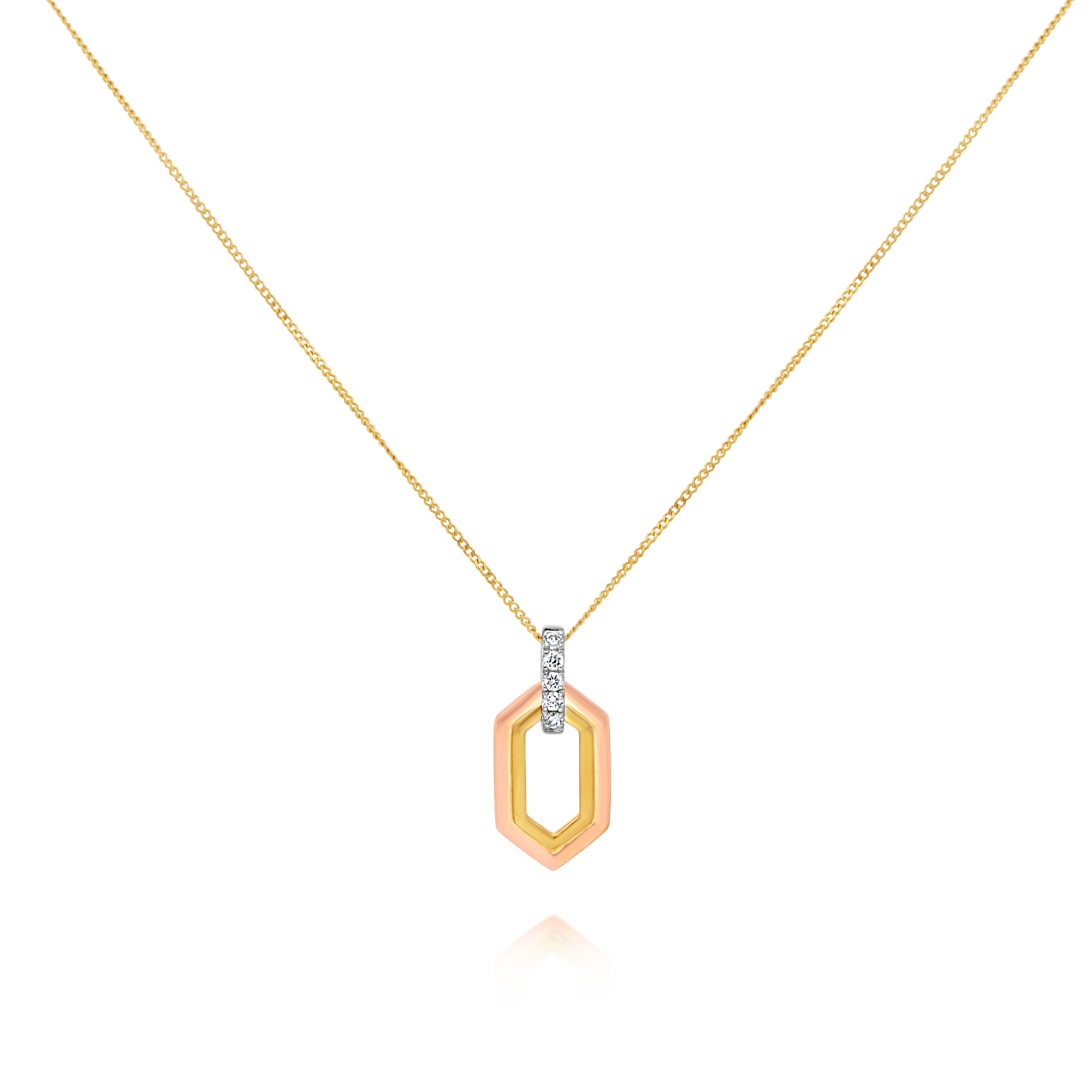 9ct Yellow and Rose Gold Diamond Pendant