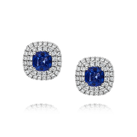 Sapphire and Diamond Halo Stud Earrings