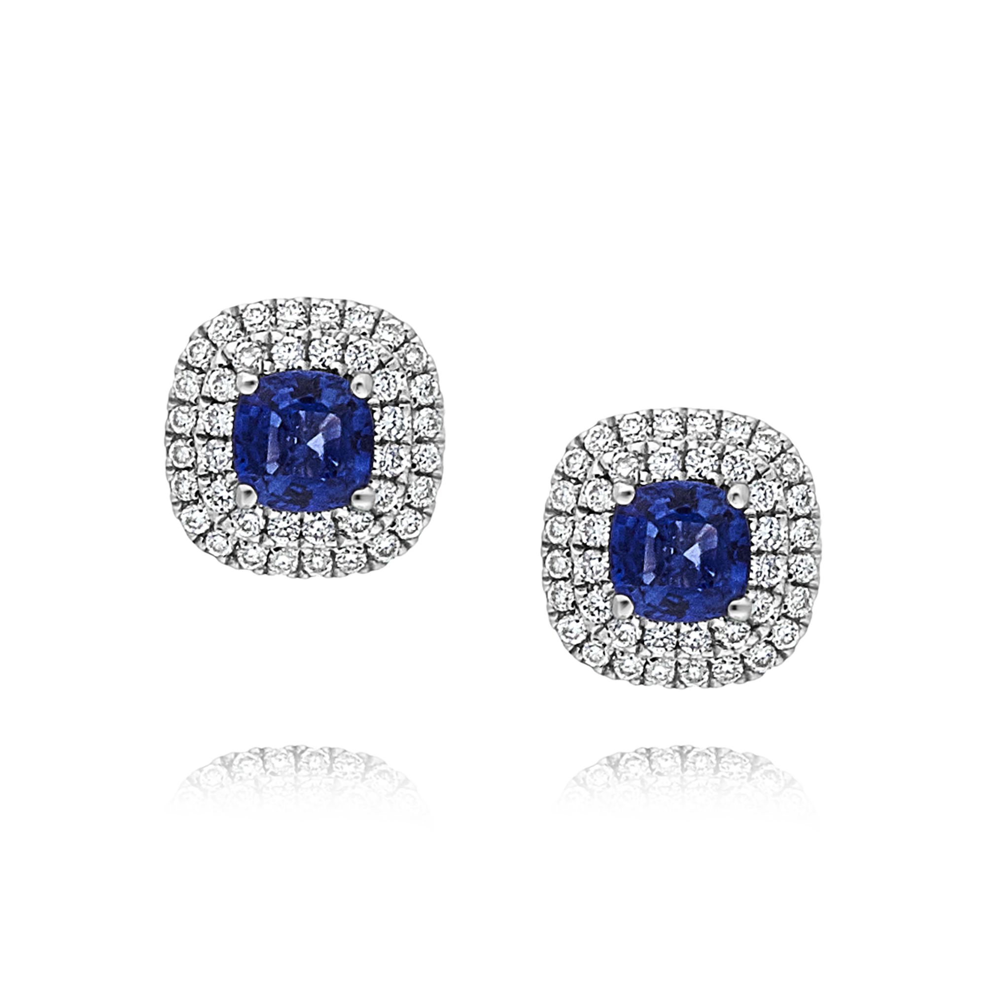 Sapphire and Diamond Halo Stud Earrings