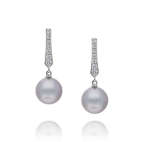 18ct Tahitian pearl and diamond earrings featuring elegant design, crafted by Appleby Jewellers Dublin.