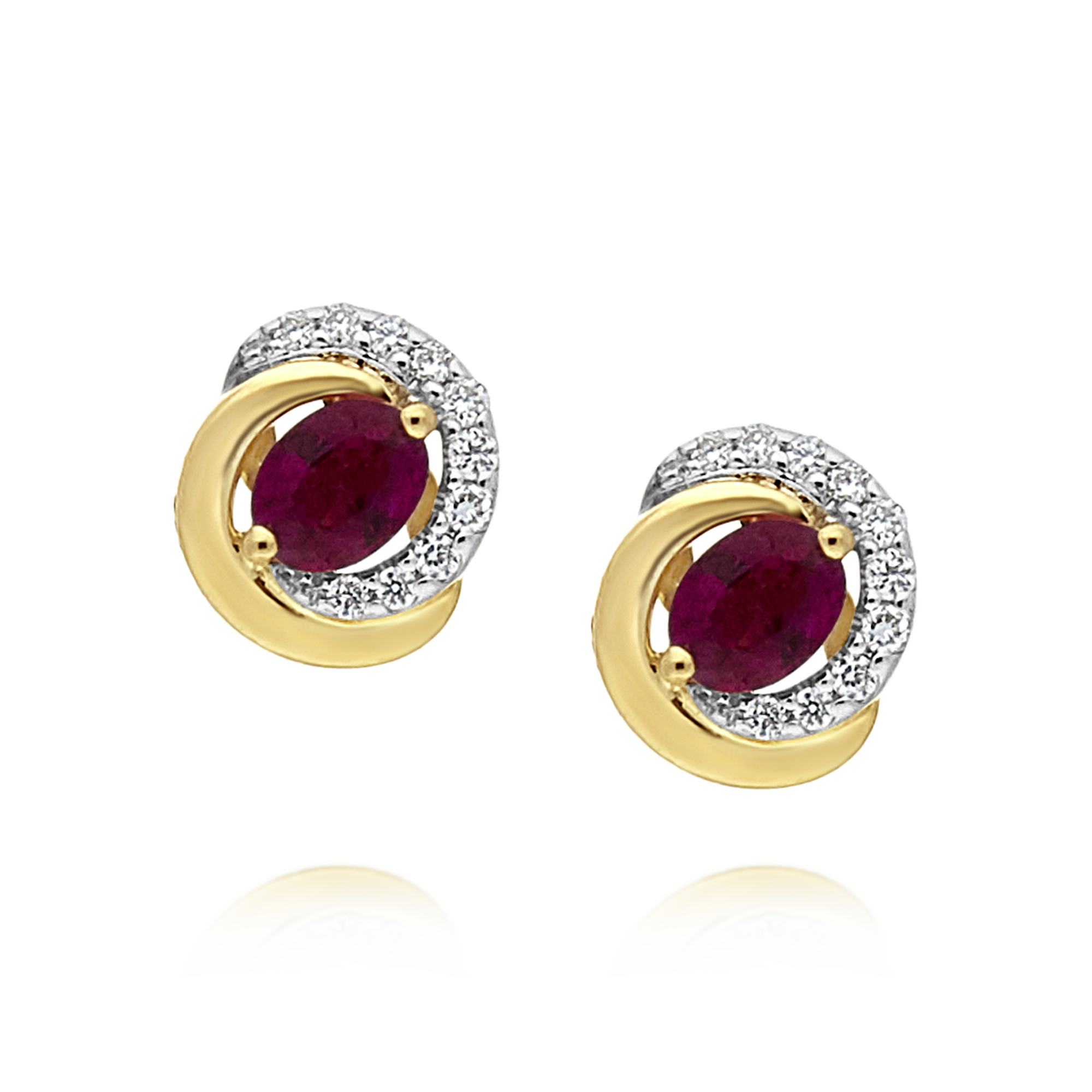 Ruby and Diamond Earrings, Yellow Gold