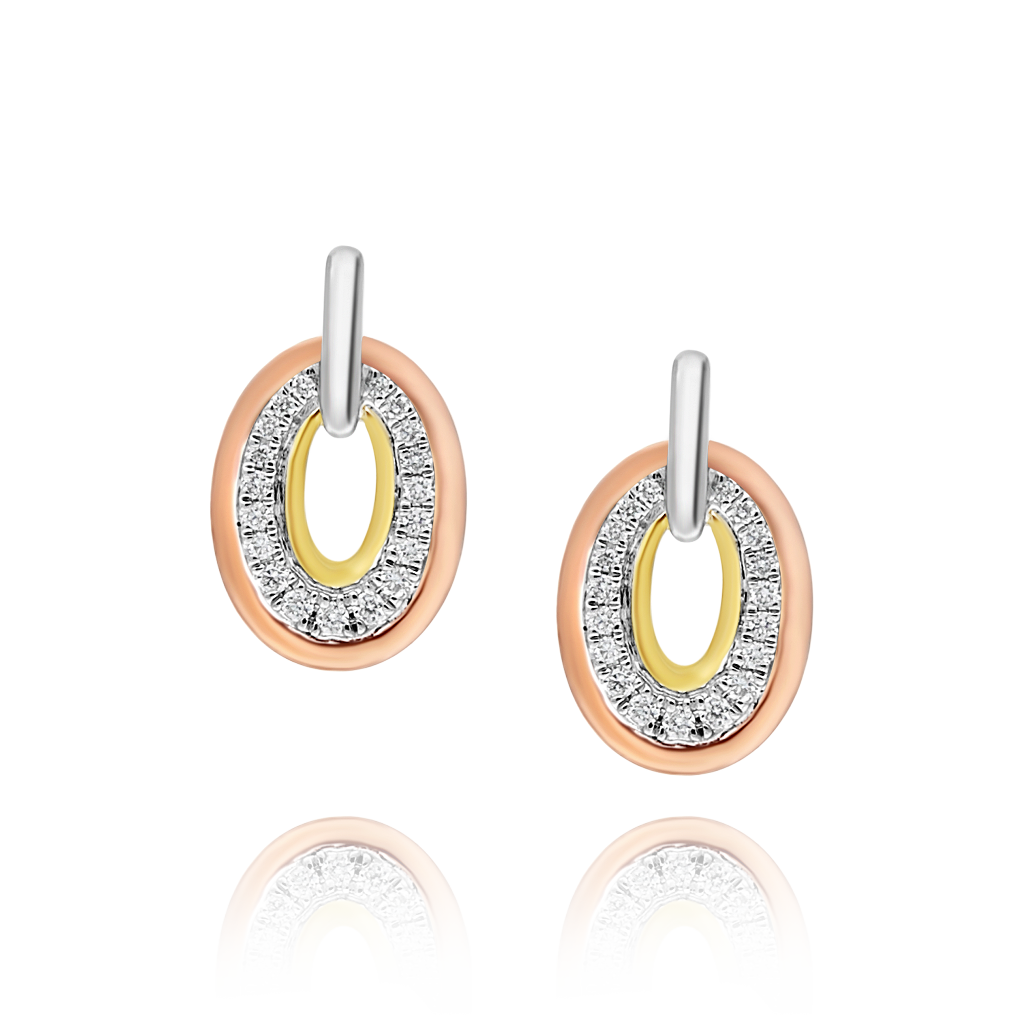 Three Tone Diamond Earrings