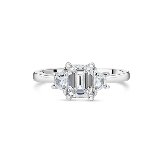 The "Tranquility" with Emerald Cut Diamond Platinum