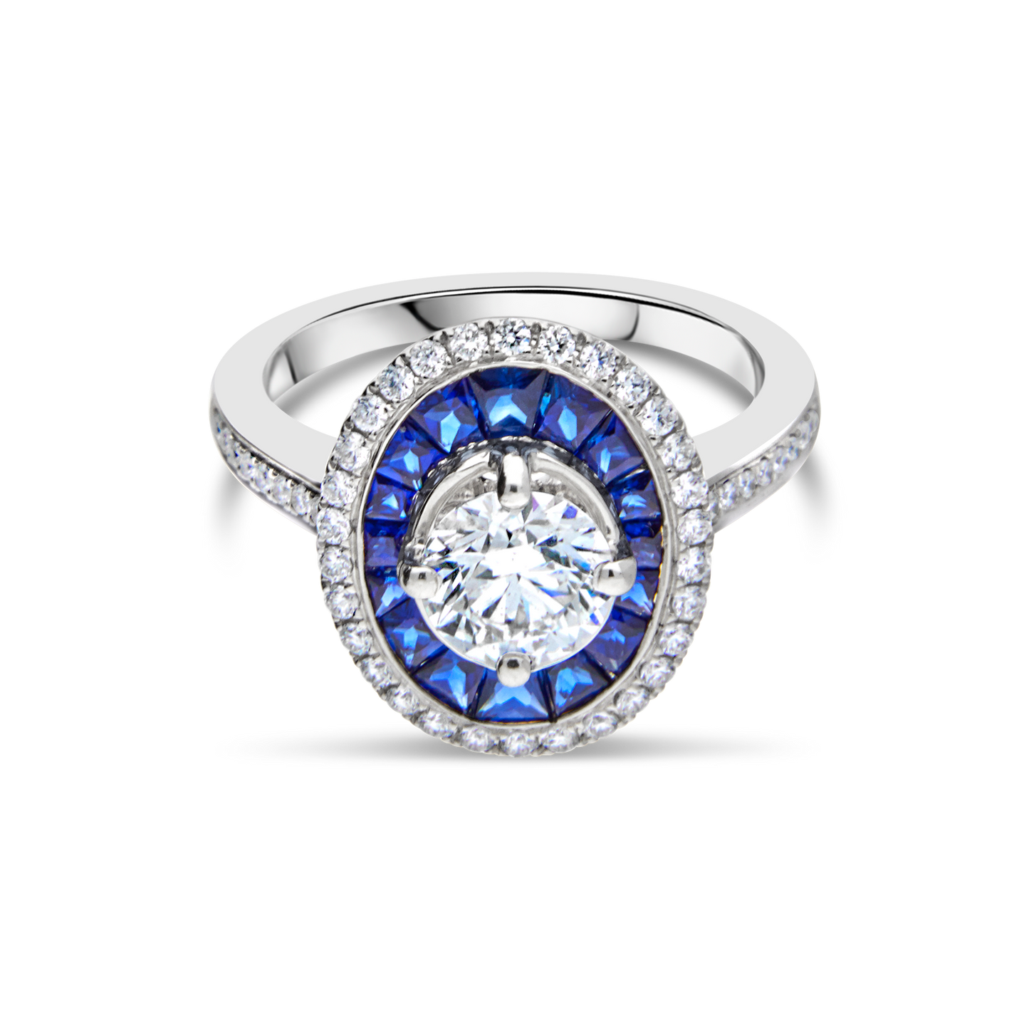 Vintage Style Sapphire and Diamond, Platinum