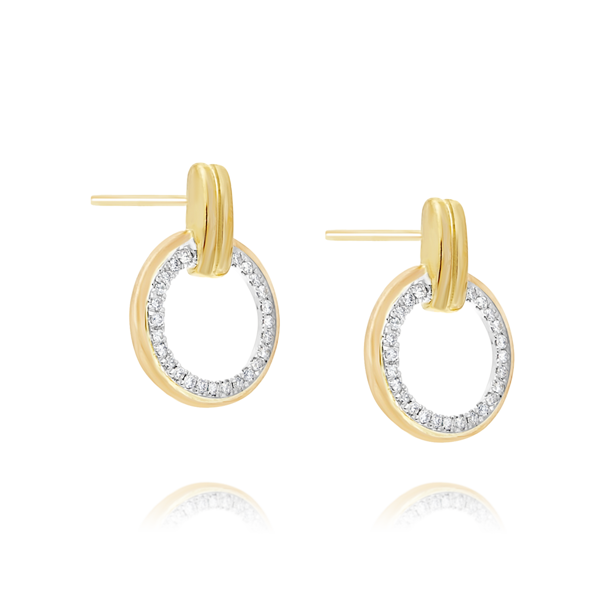 Circle Two Tone Diamond Earrings