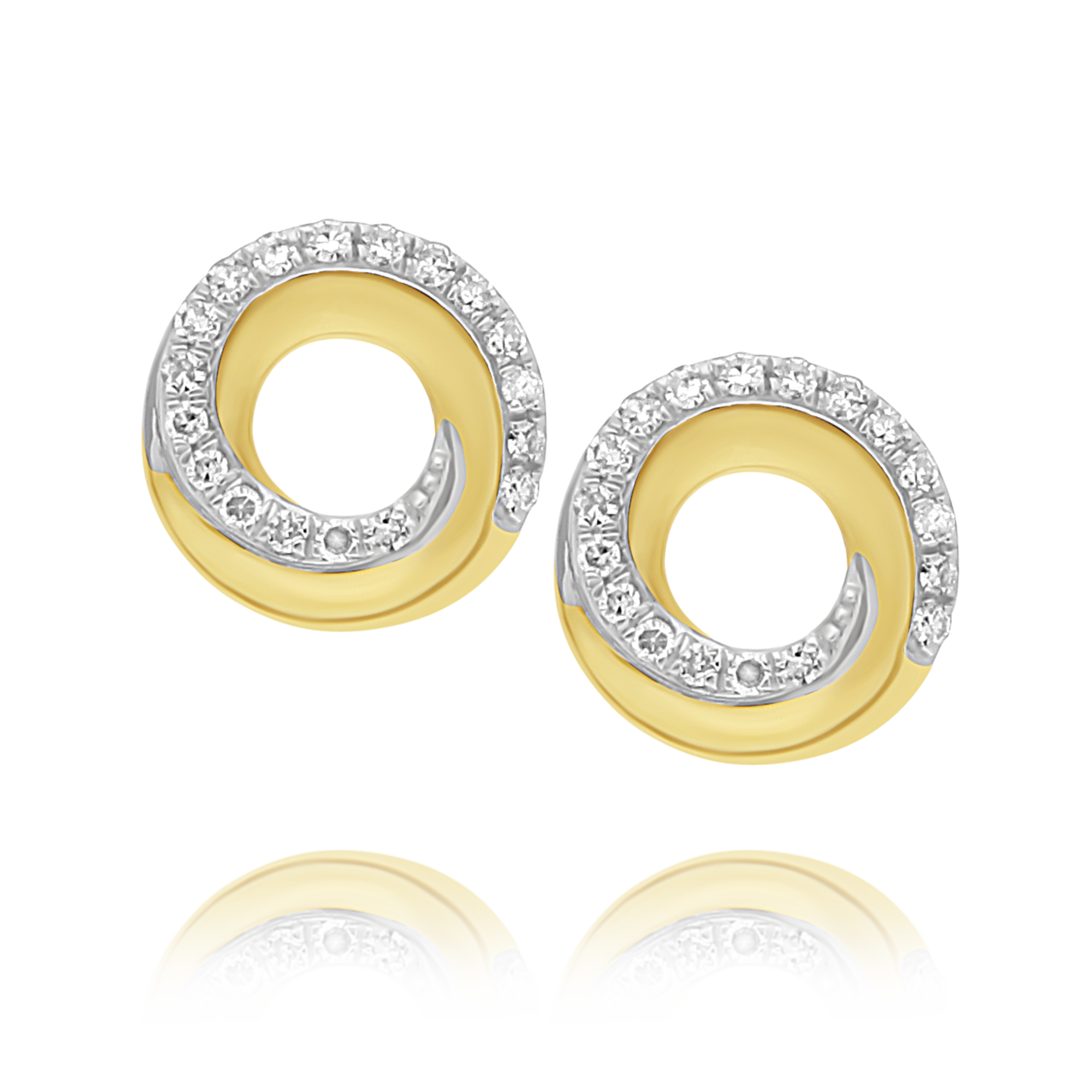 Gold and Diamond Twist Circle Earrings