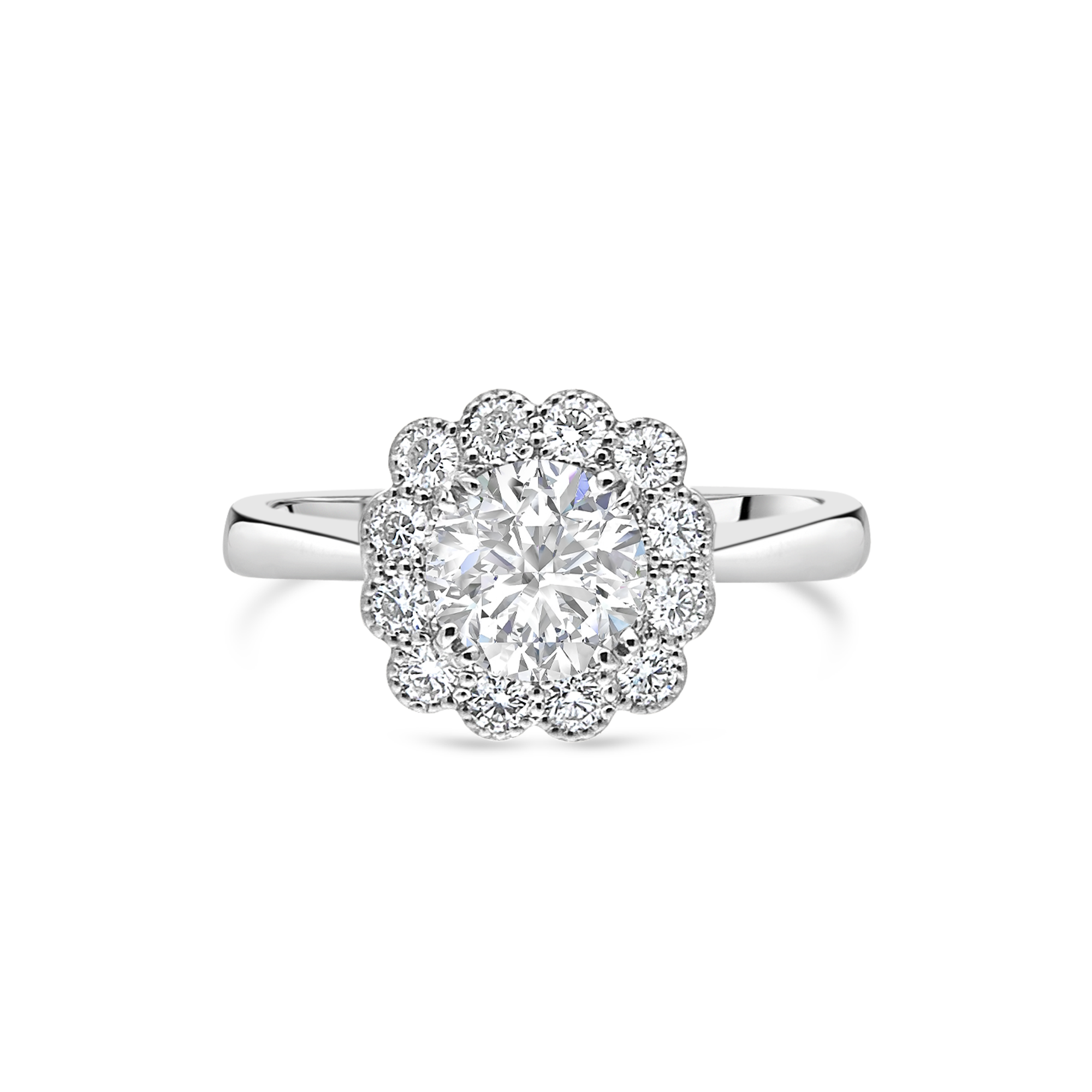 The Kate Flower Engagement Ring (Cushion Shaped Diamond)