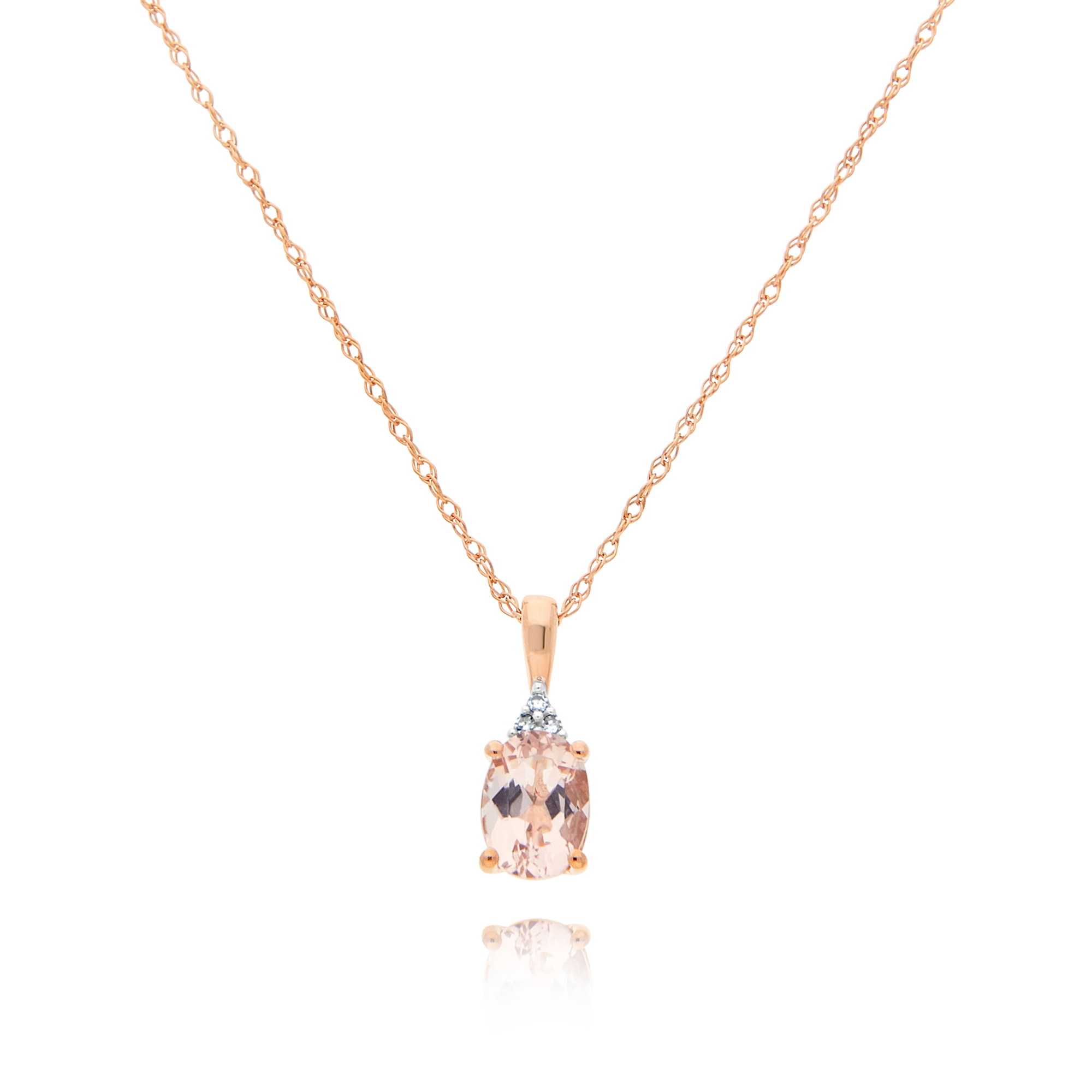 Morganite and Diamond Pendant, Rose Gold