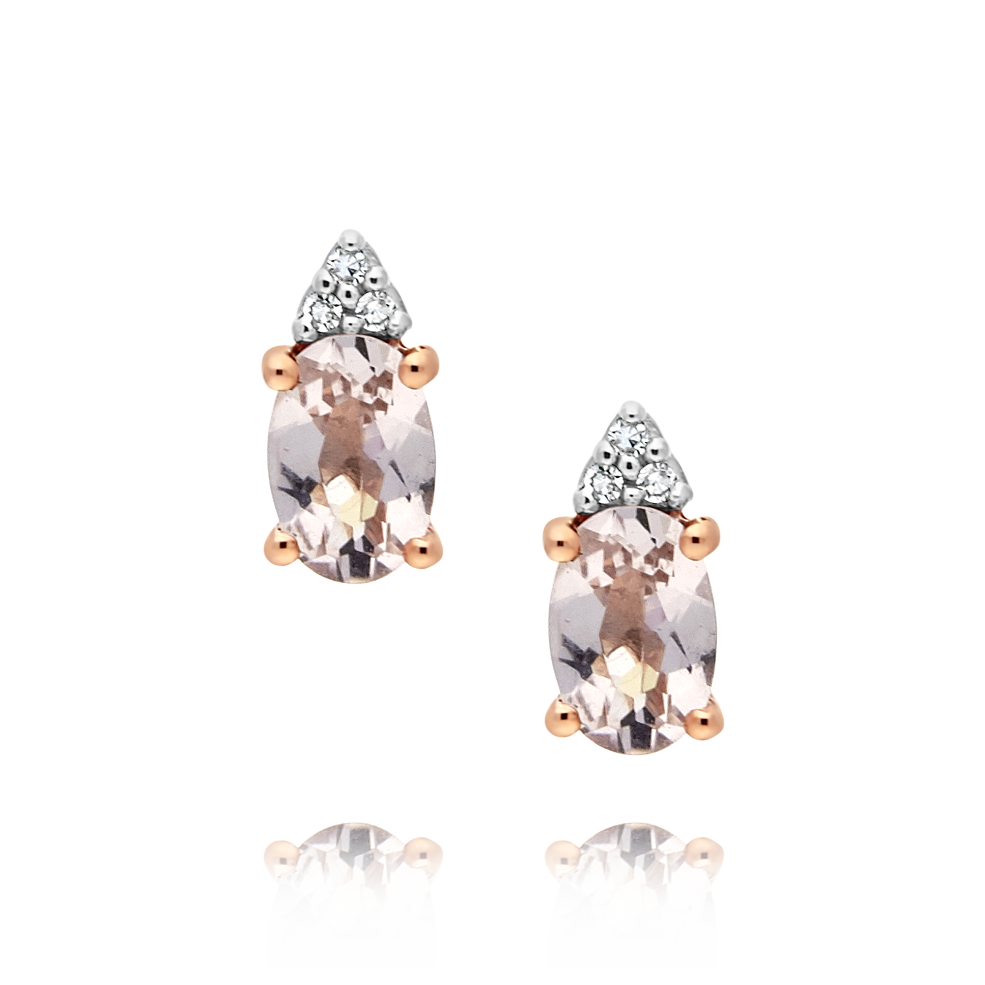 Morganite and Diamond Earrings, Rose Gold