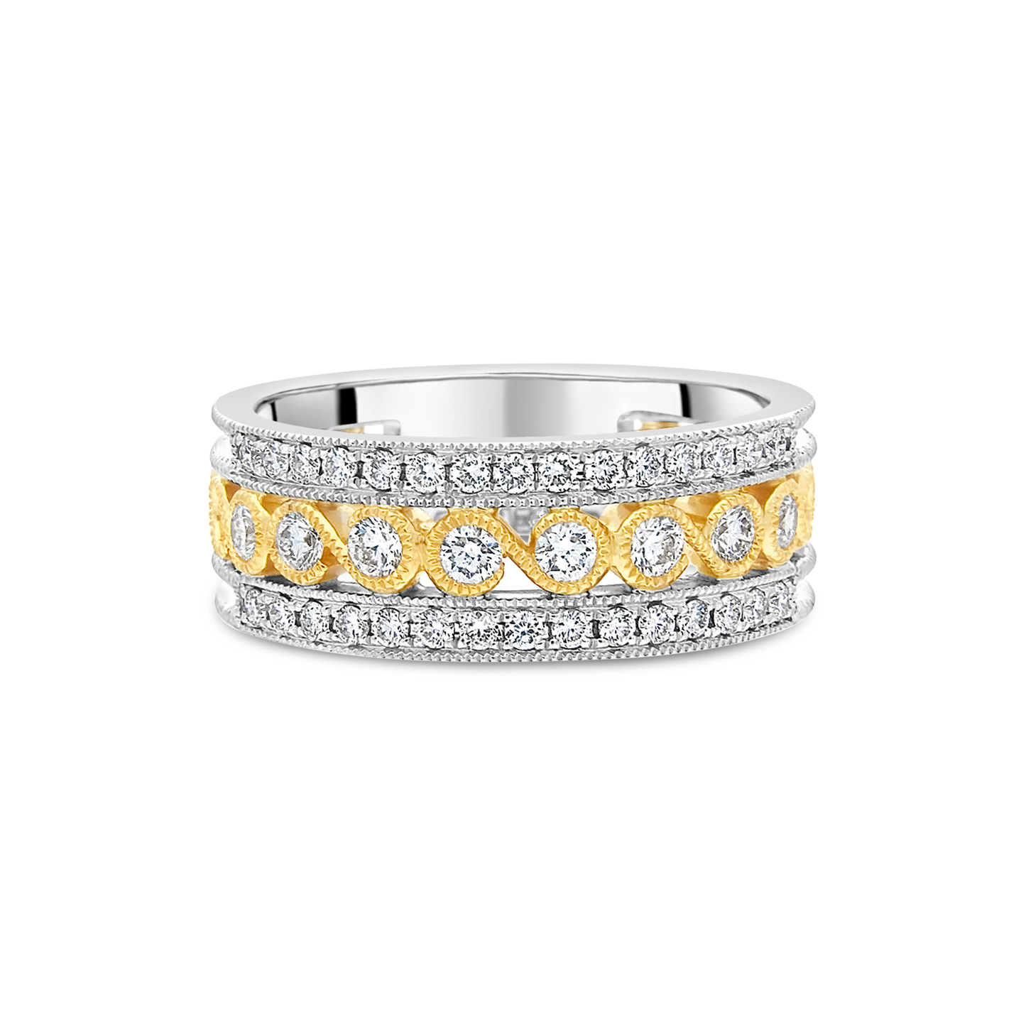 18ct Yellow Gold and Platinum Diamond Dress Ring