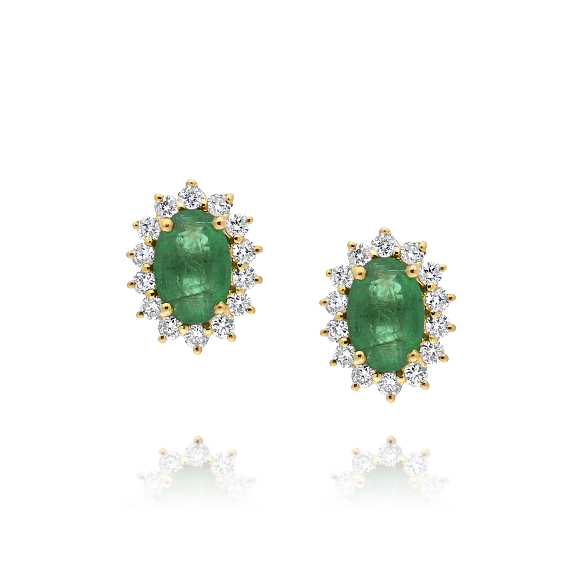 Emerald and Diamond Earrings, Yellow Gold