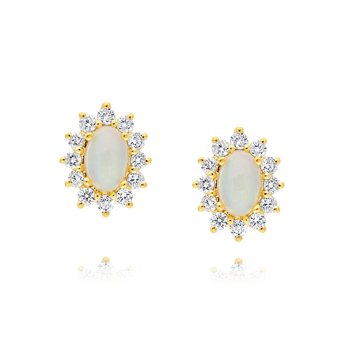 Opal and Diamond Earrings, Yellow Gold
