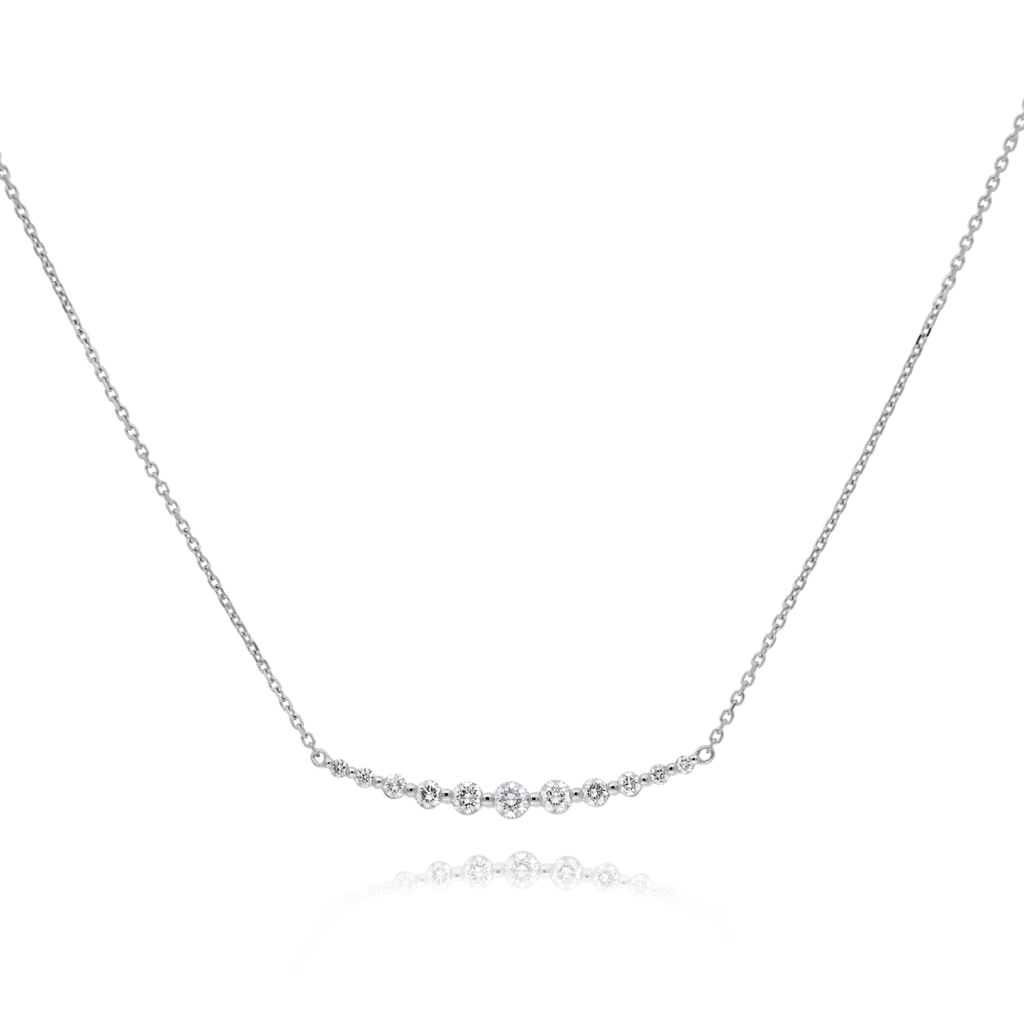 18ct White Gold Diamond Bar Necklace