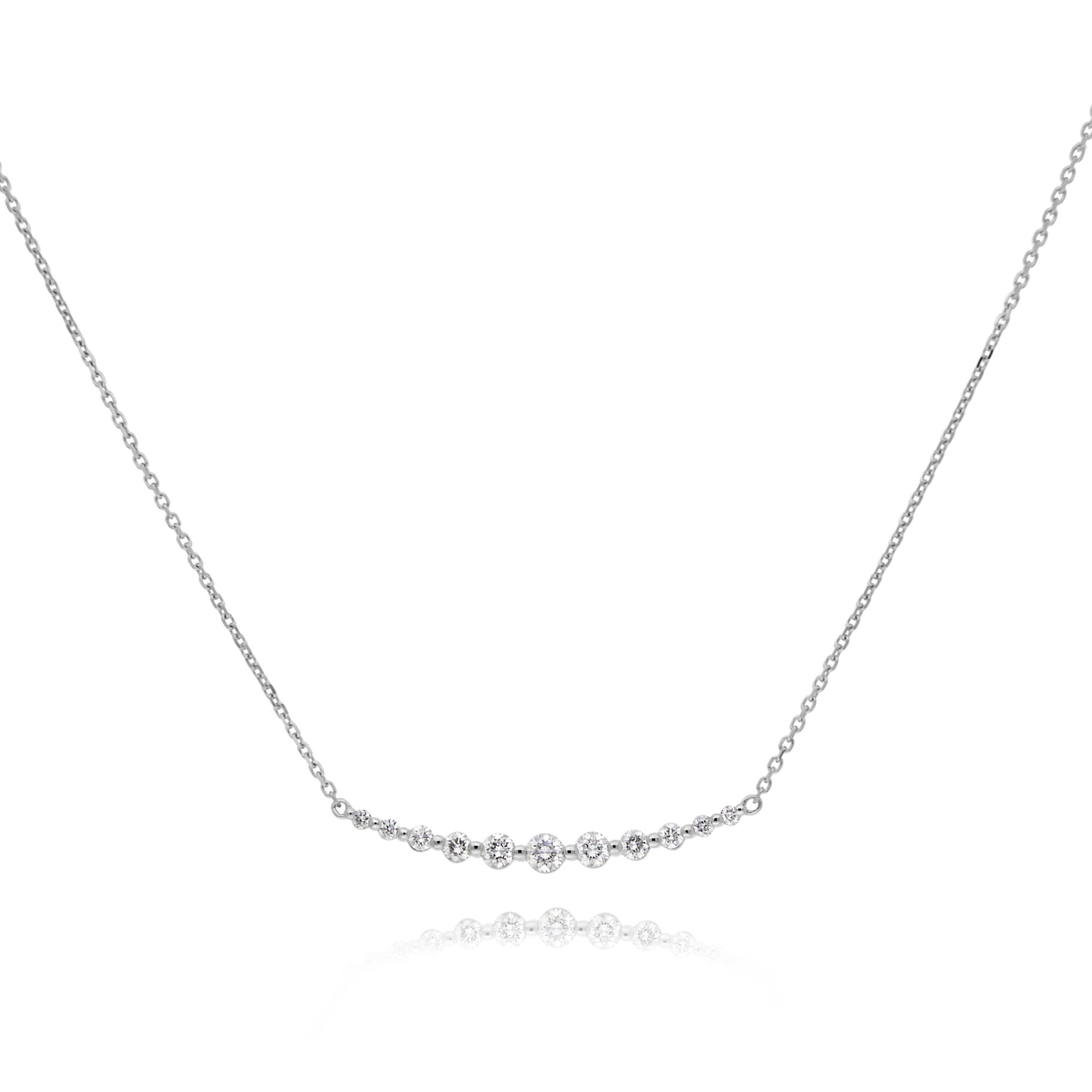 18ct White Gold Diamond Bar Necklace