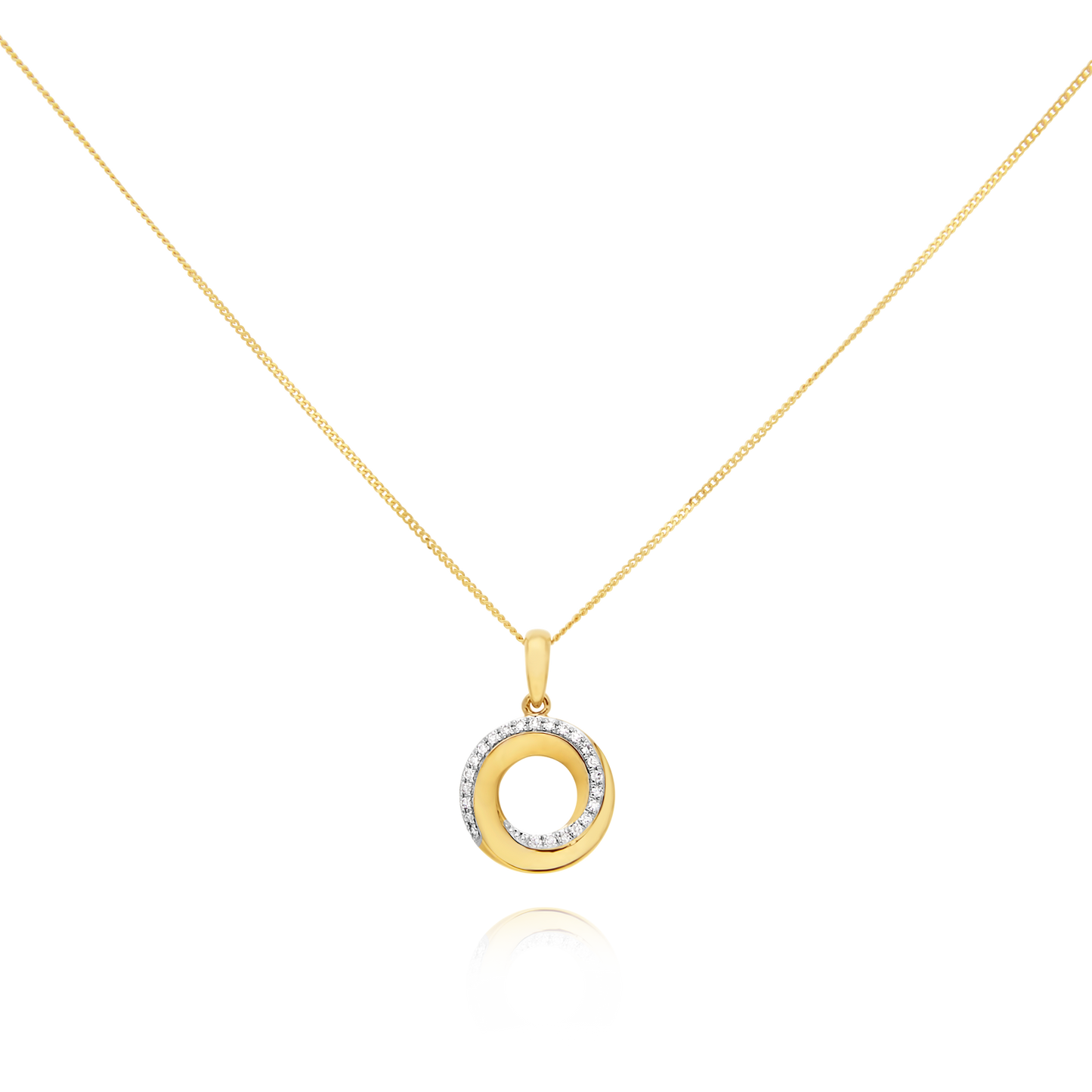 Gold and Diamond Twist Circle Pendant